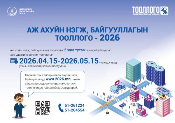 Аж ахуйн нэгж, байгууллагын тооллогыг цахимаар зохион байгуулж байна